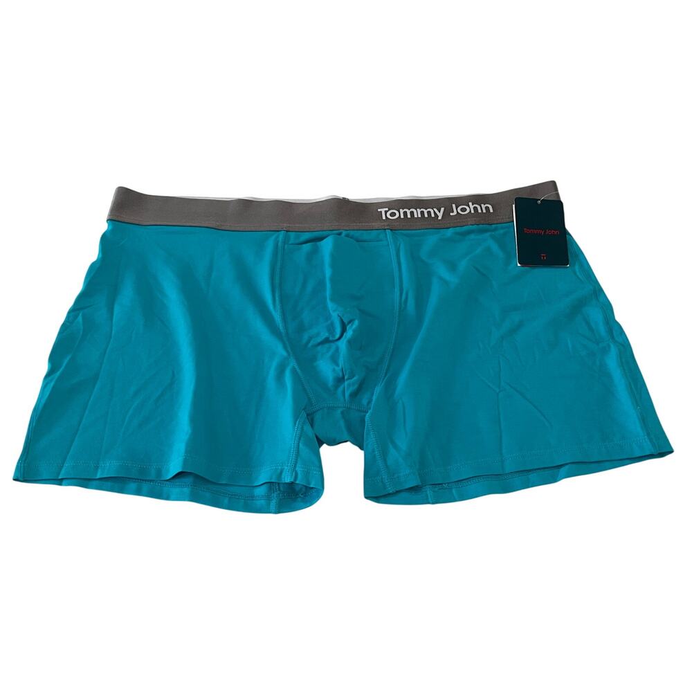 15-57 TOMMY JOHN Men's NWT $32 4" Cool Cotton Boxer Briefs Teal 2XL